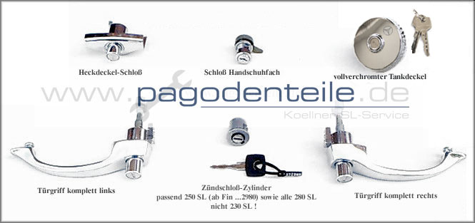 T�rgriff Tankdeckel Heckschlo� Z�ndschlo� Mercedes 230 SL - 280 SL Pagode W 113 